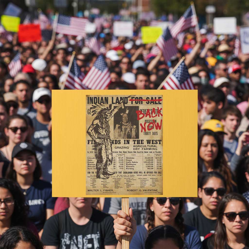 Native American Protest Sign Indian Land For Back Now
