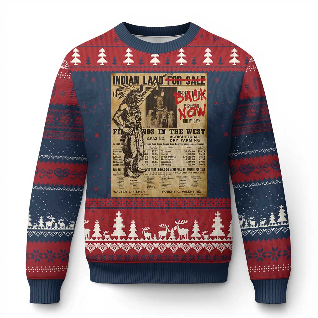 Native American Ugly Christmas Sweater Indian Land For Back Now
