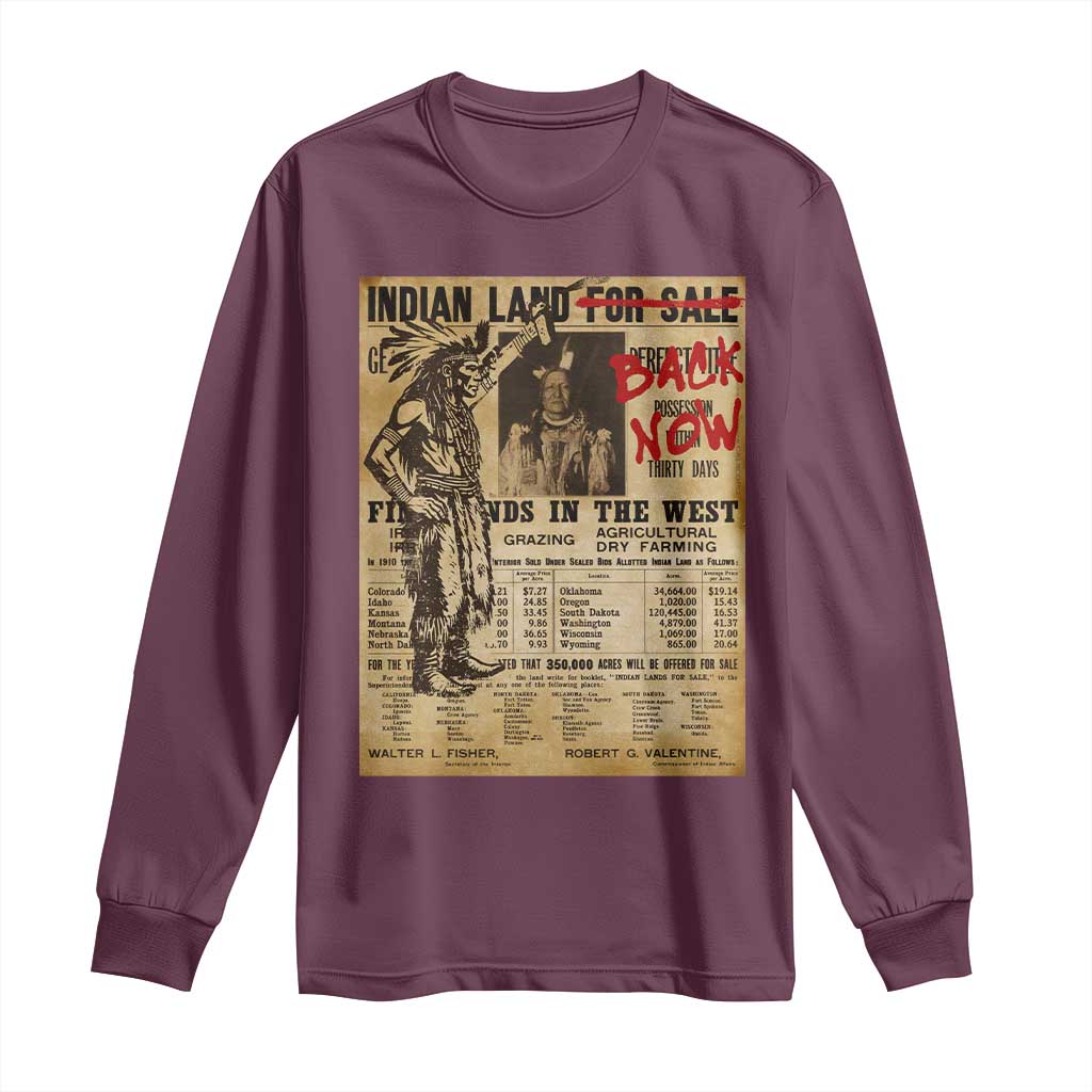 Native American Long Sleeve Shirt Indian Land For Back Now