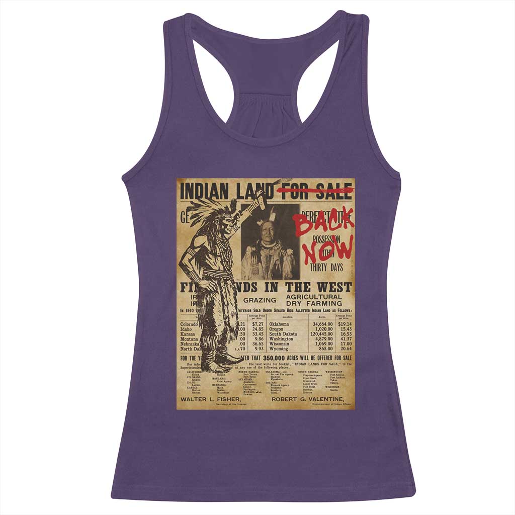 Native American Racerback Tank Top Indian Land For Back Now