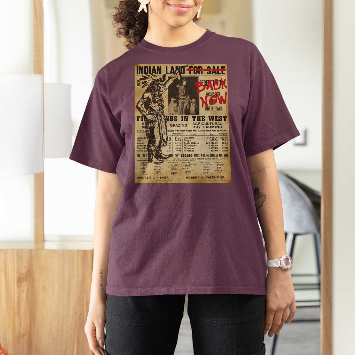 Native American T Shirt For Women Indian Land For Back Now