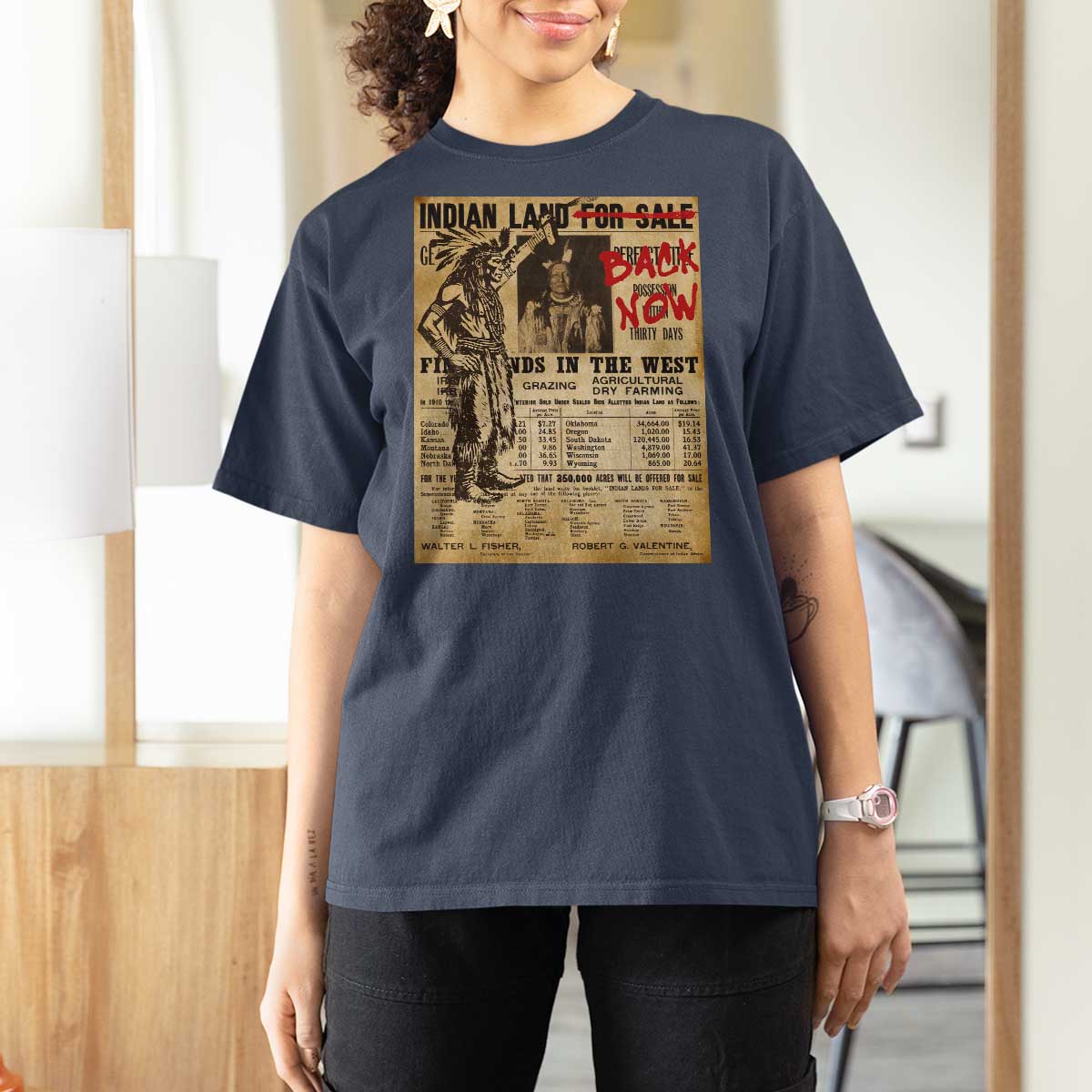 Native American T Shirt For Women Indian Land For Back Now