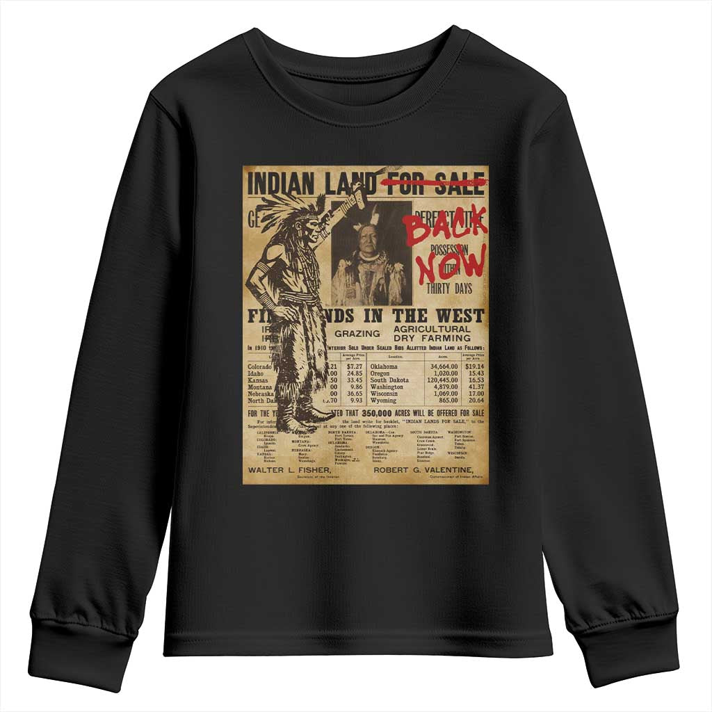 Native American Youth Sweatshirt Indian Land For Back Now