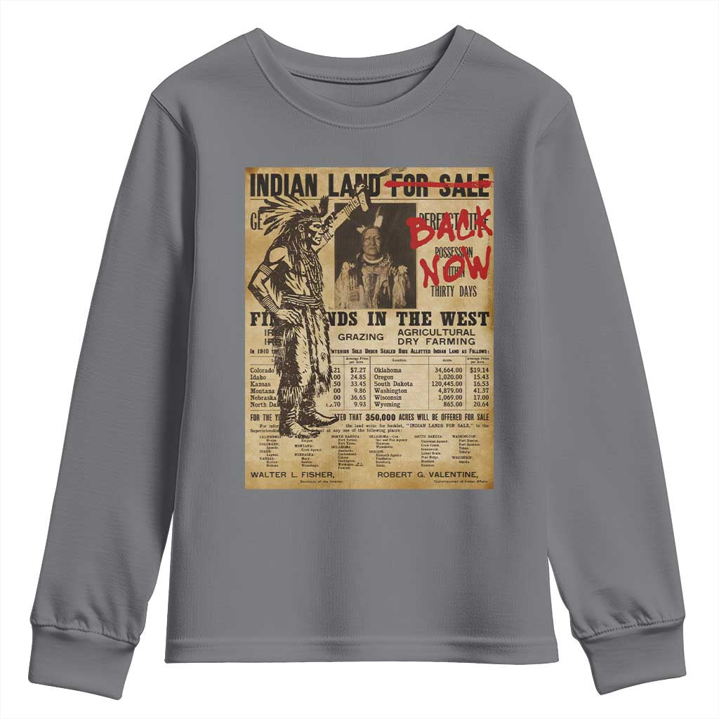 Native American Youth Sweatshirt Indian Land For Back Now
