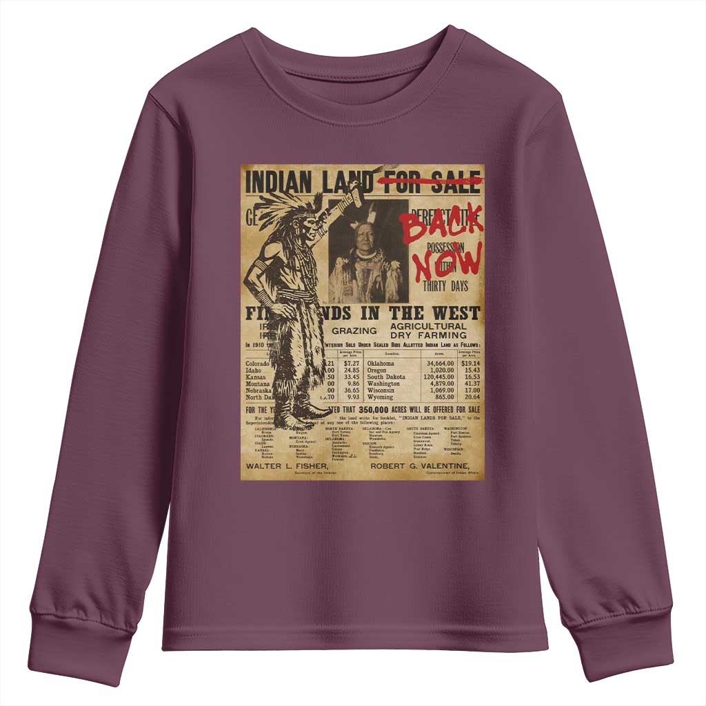 Native American Youth Sweatshirt Indian Land For Back Now
