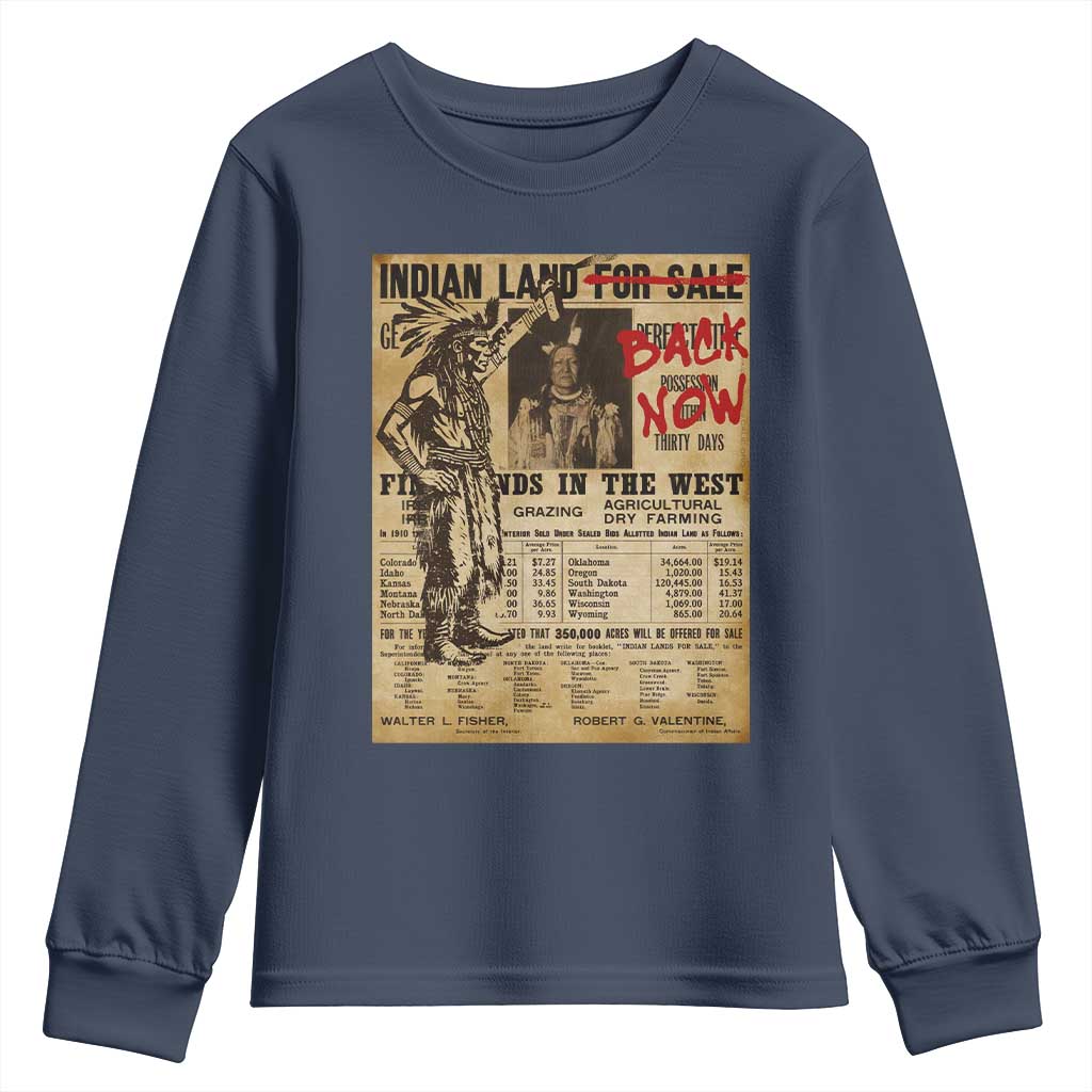 Native American Youth Sweatshirt Indian Land For Back Now