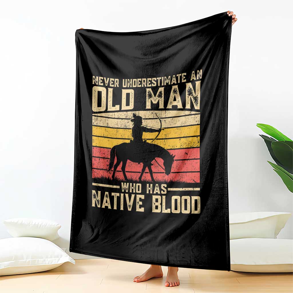 Funny Native American Throw Blanket Never Underestimate An Old Man Native American - Wonder Print Shop