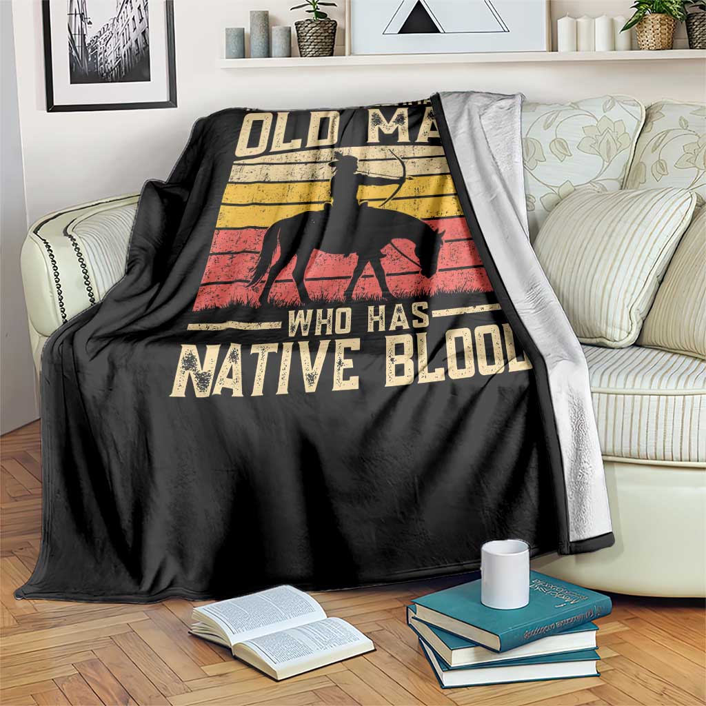 Funny Native American Throw Blanket Never Underestimate An Old Man Native American - Wonder Print Shop
