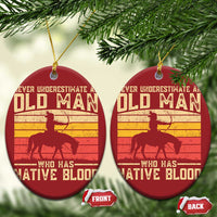 Funny Native American Christmas Ornament Never Underestimate An Old Man Native American - Wonder Print Shop