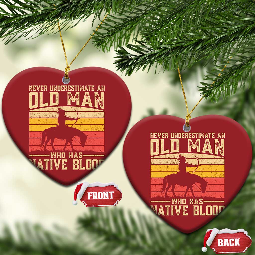 Funny Native American Christmas Ornament Never Underestimate An Old Man Native American - Wonder Print Shop