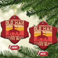 Funny Native American Christmas Ornament Never Underestimate An Old Man Native American - Wonder Print Shop