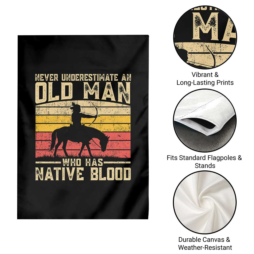 Funny Native American Garden Flag Never Underestimate An Old Man Native American - Wonder Print Shop