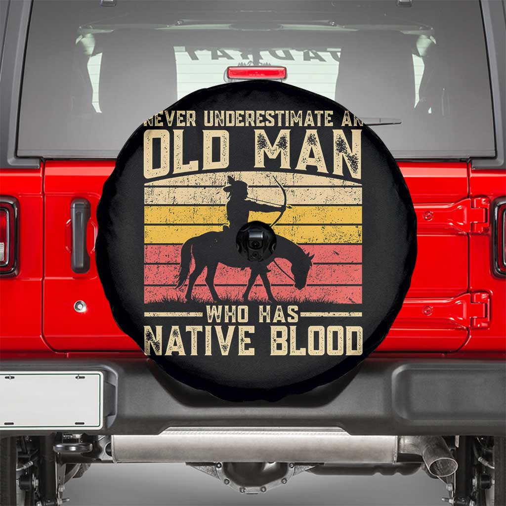 Funny Native American Spare Tire Cover Never Underestimate An Old Man Native American - Wonder Print Shop