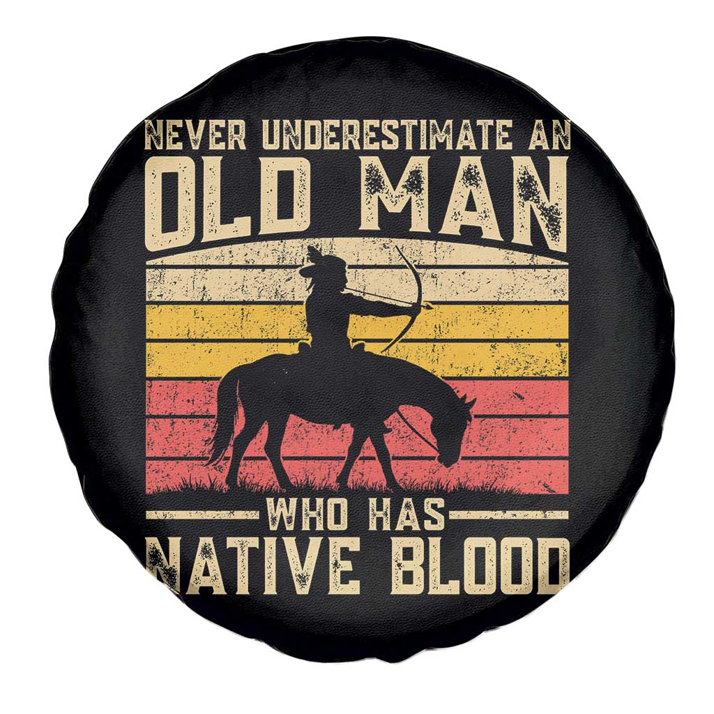 Funny Native American Spare Tire Cover Never Underestimate An Old Man Native American - Wonder Print Shop
