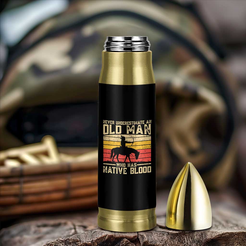 Funny Native American Bullet Tumbler Never Underestimate An Old Man Native American - Wonder Print Shop