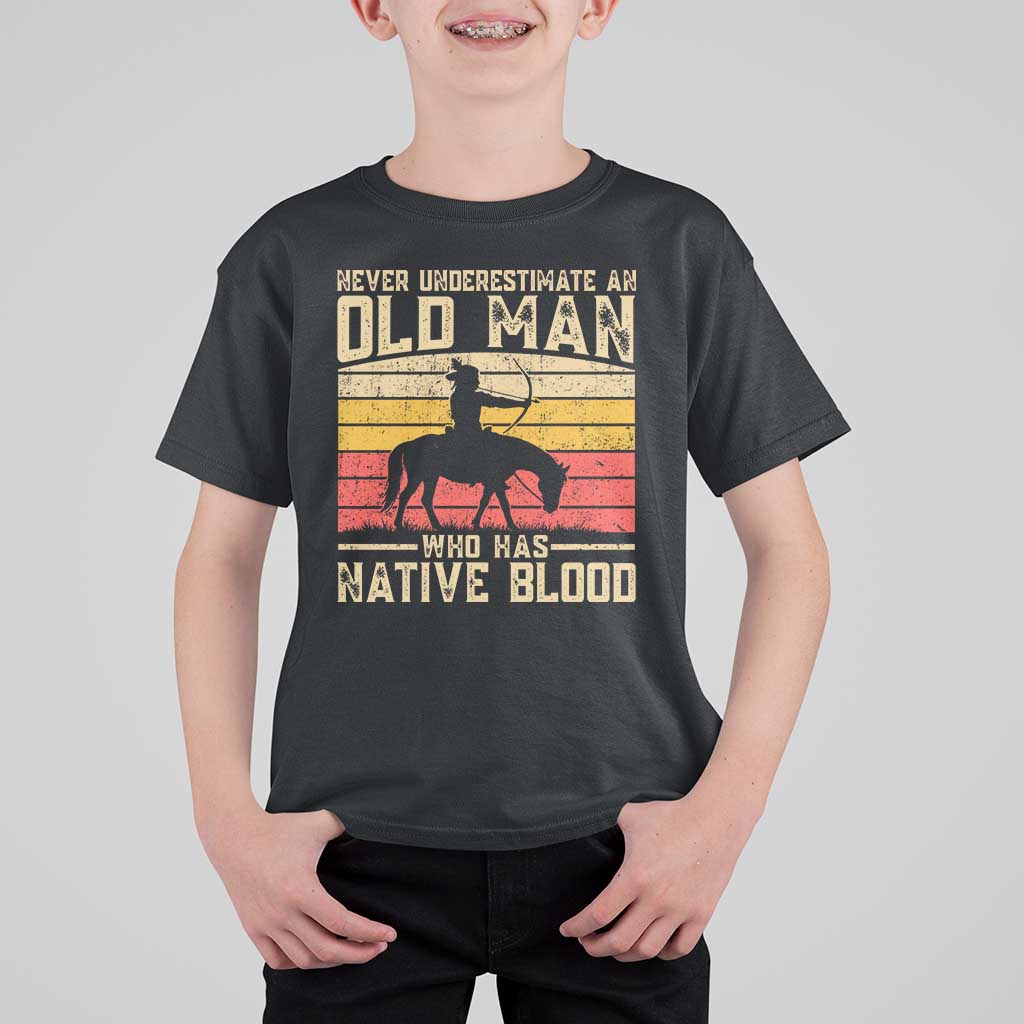 Funny Native American T Shirt For Kid Never Underestimate An Old Man Native American - Wonder Print Shop