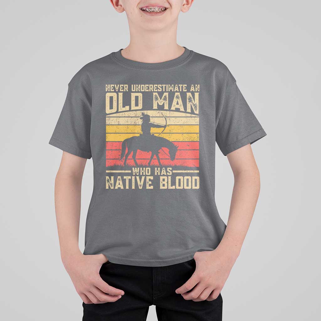 Funny Native American T Shirt For Kid Never Underestimate An Old Man Native American - Wonder Print Shop