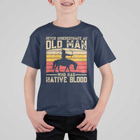 Funny Native American T Shirt For Kid Never Underestimate An Old Man Native American - Wonder Print Shop