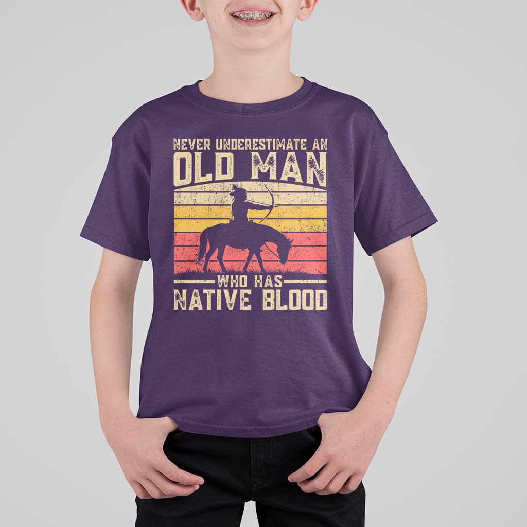 Funny Native American T Shirt For Kid Never Underestimate An Old Man Native American - Wonder Print Shop