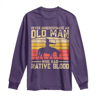 Funny Native American Long Sleeve Shirt Never Underestimate An Old Man Native American - Wonder Print Shop