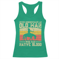 Funny Native American Racerback Tank Top Never Underestimate An Old Man Native American - Wonder Print Shop