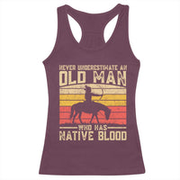 Funny Native American Racerback Tank Top Never Underestimate An Old Man Native American - Wonder Print Shop