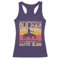 Funny Native American Racerback Tank Top Never Underestimate An Old Man Native American - Wonder Print Shop