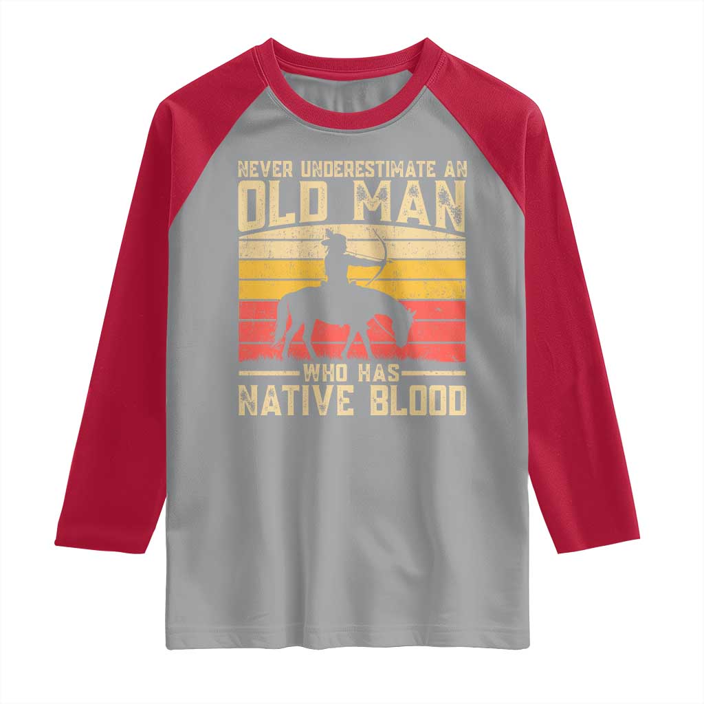 Funny Native American Raglan Shirt Never Underestimate An Old Man Native American - Wonder Print Shop