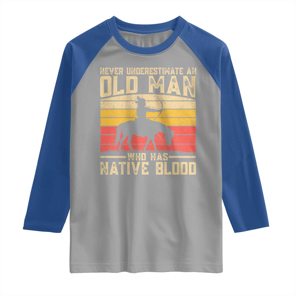 Funny Native American Raglan Shirt Never Underestimate An Old Man Native American - Wonder Print Shop