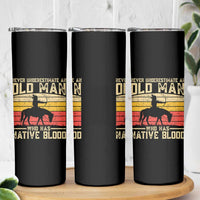 Funny Native American Skinny Tumbler Never Underestimate An Old Man Native American - Wonder Print Shop