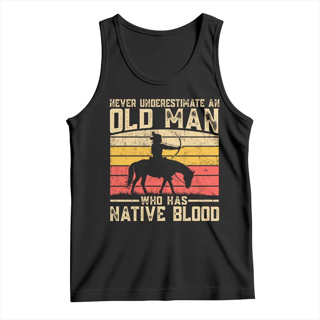 Funny Native American Tank Top Never Underestimate An Old Man Native American - Wonder Print Shop