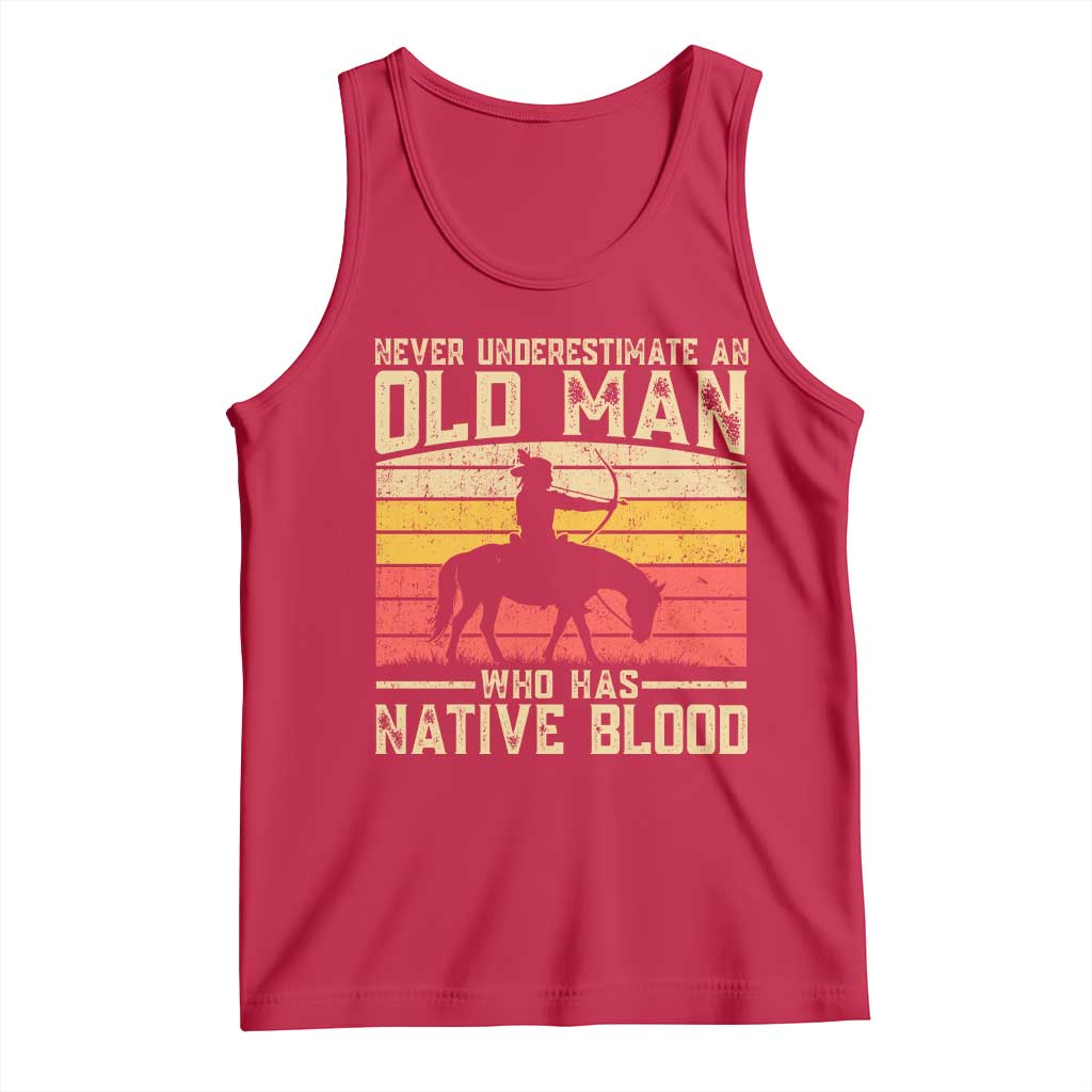Funny Native American Tank Top Never Underestimate An Old Man Native American - Wonder Print Shop
