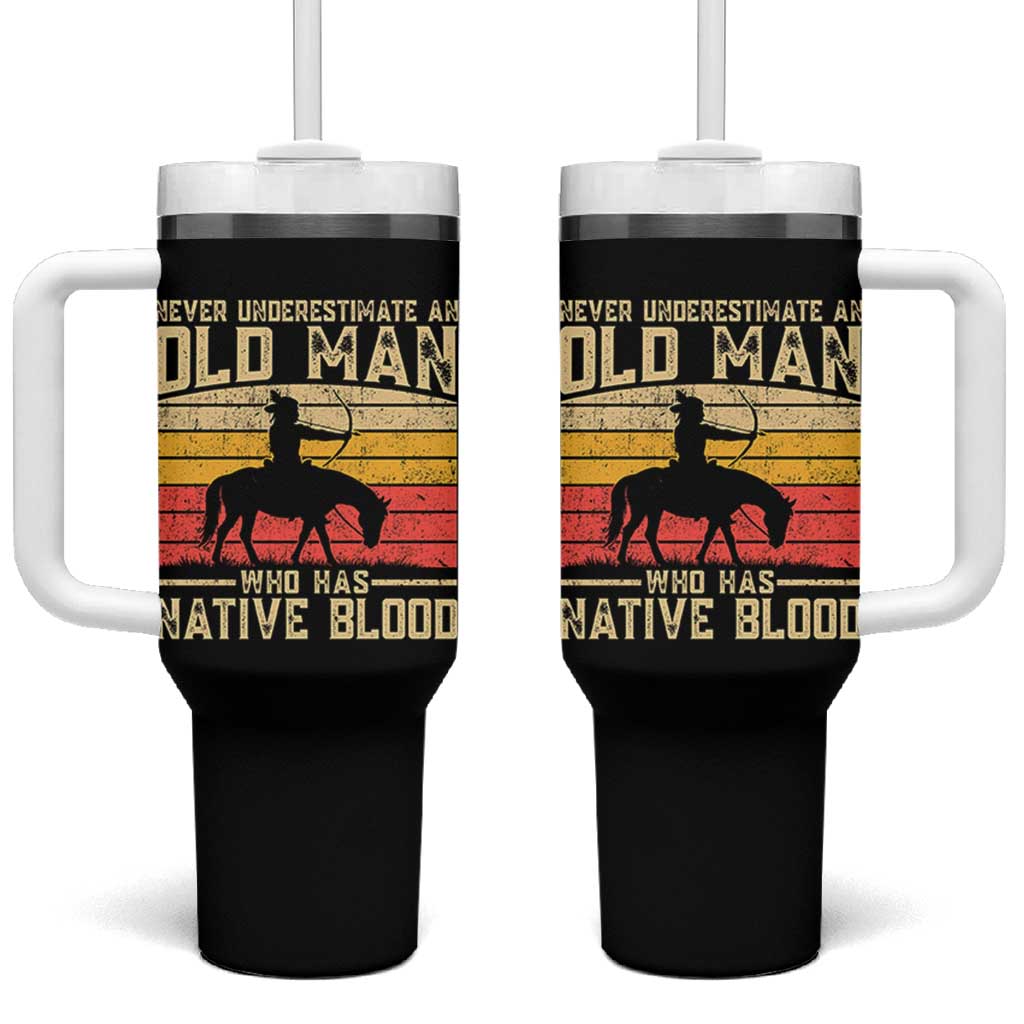 Funny Native American Tumbler With Handle Never Underestimate An Old Man Native American - Wonder Print Shop