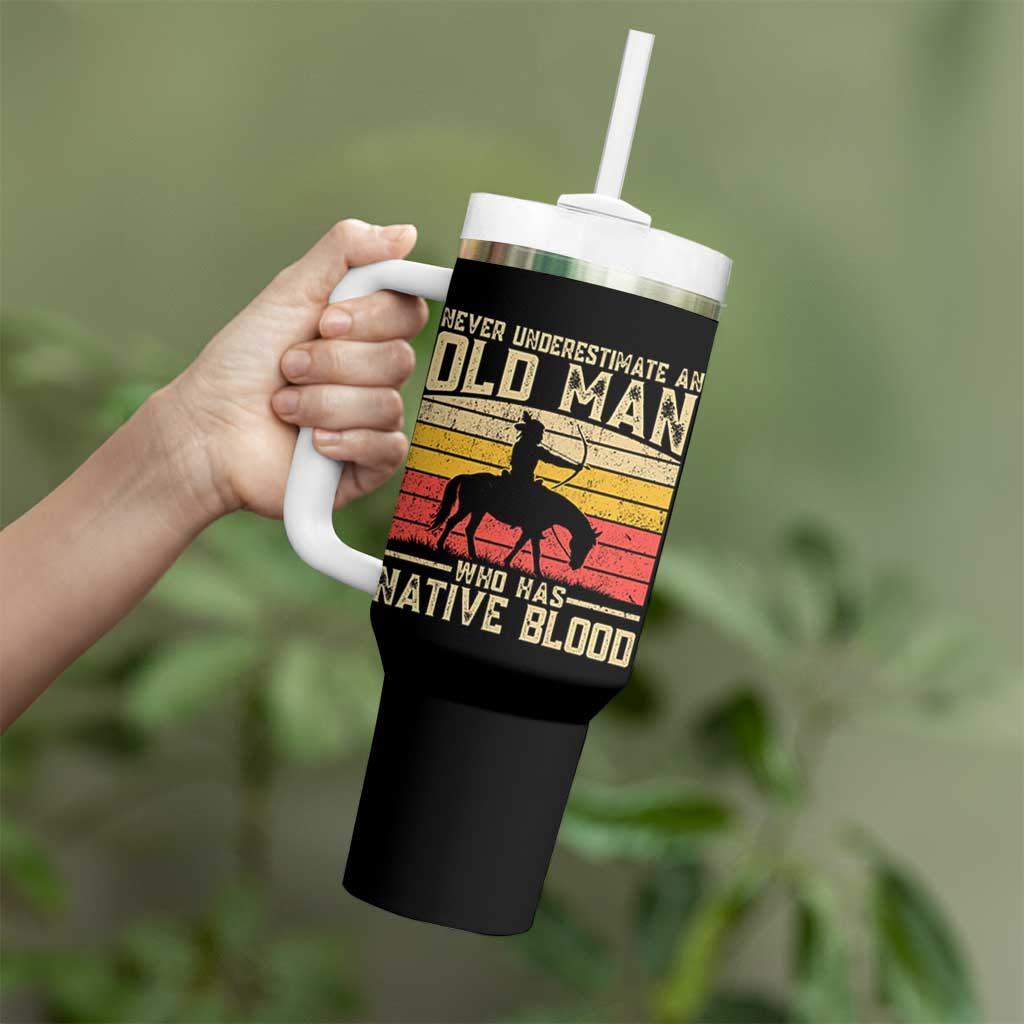 Funny Native American Tumbler With Handle Never Underestimate An Old Man Native American - Wonder Print Shop