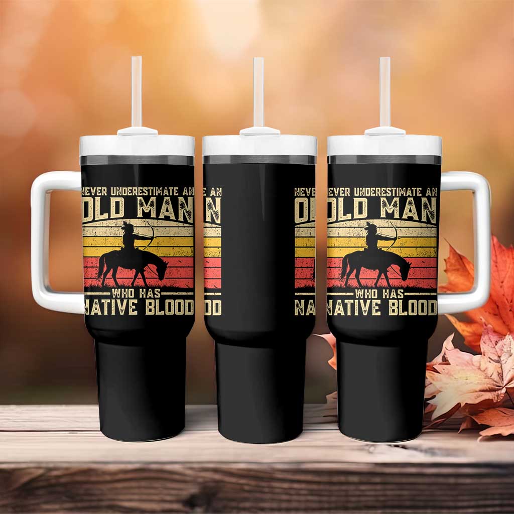 Funny Native American Tumbler With Handle Never Underestimate An Old Man Native American - Wonder Print Shop