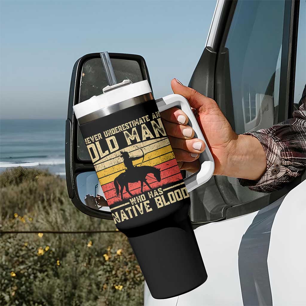 Funny Native American Tumbler With Handle Never Underestimate An Old Man Native American - Wonder Print Shop