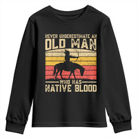 Funny Native American Youth Sweatshirt Never Underestimate An Old Man Native American - Wonder Print Shop