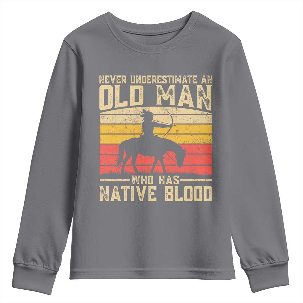 Funny Native American Youth Sweatshirt Never Underestimate An Old Man Native American - Wonder Print Shop
