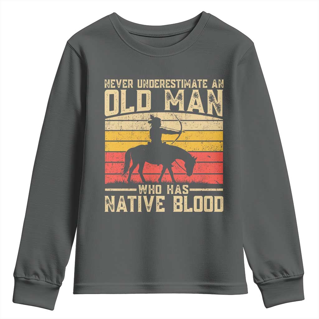 Funny Native American Youth Sweatshirt Never Underestimate An Old Man Native American - Wonder Print Shop