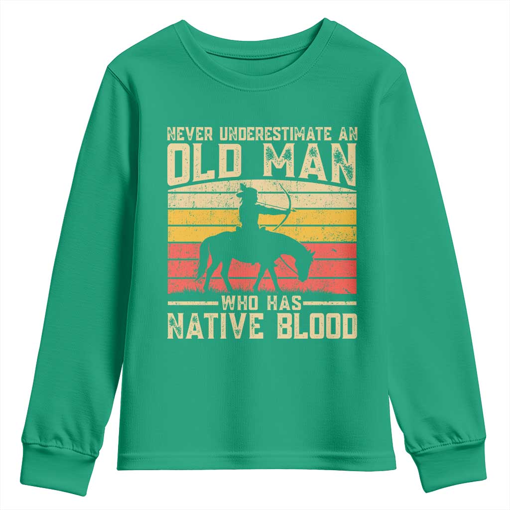 Funny Native American Youth Sweatshirt Never Underestimate An Old Man Native American - Wonder Print Shop