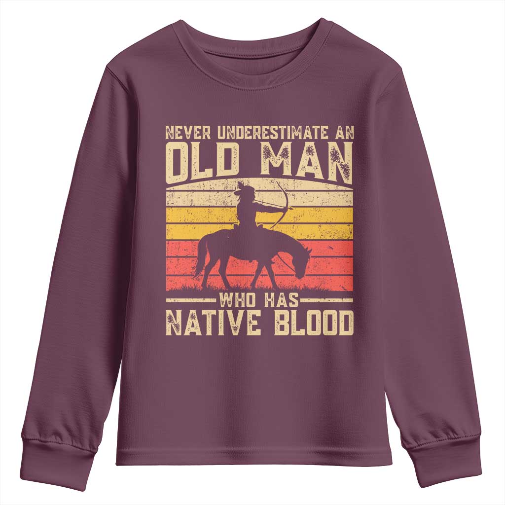 Funny Native American Youth Sweatshirt Never Underestimate An Old Man Native American - Wonder Print Shop