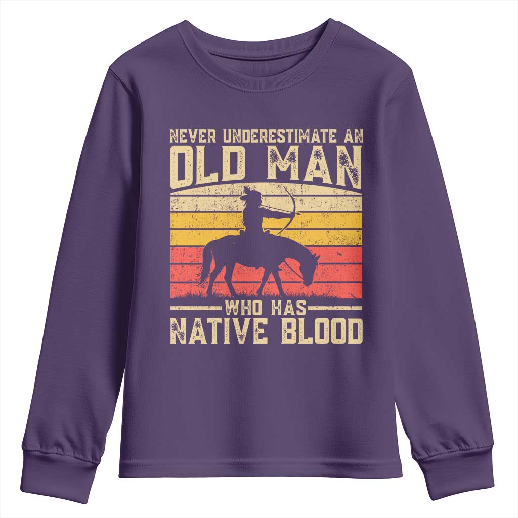 Funny Native American Youth Sweatshirt Never Underestimate An Old Man Native American - Wonder Print Shop