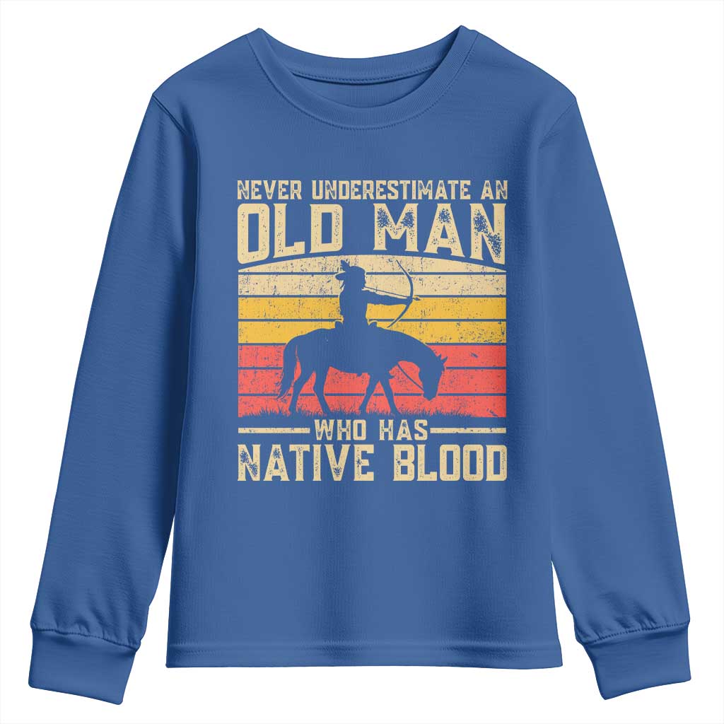 Funny Native American Youth Sweatshirt Never Underestimate An Old Man Native American - Wonder Print Shop