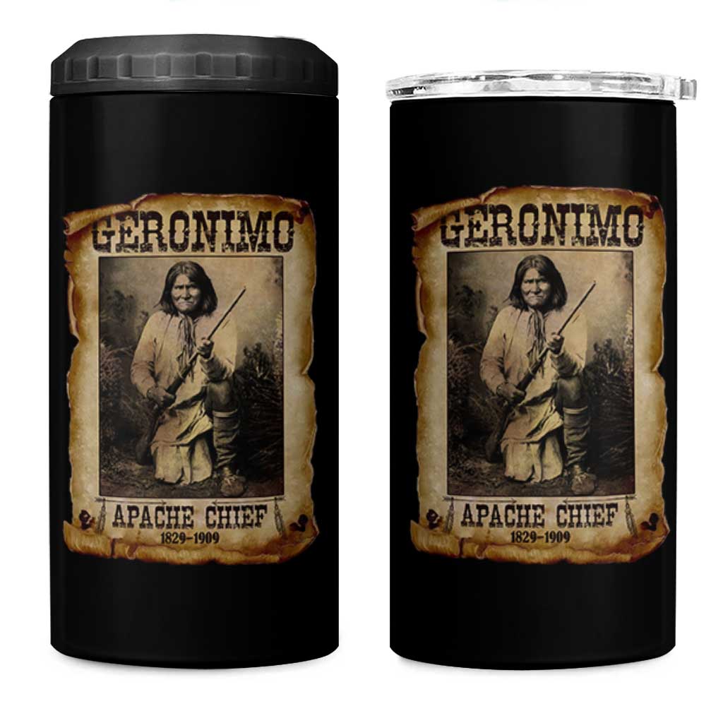 Geronimo 4 in 1 Can Cooler Tumbler Vintage Apache Warrior Native American - Wonder Print Shop