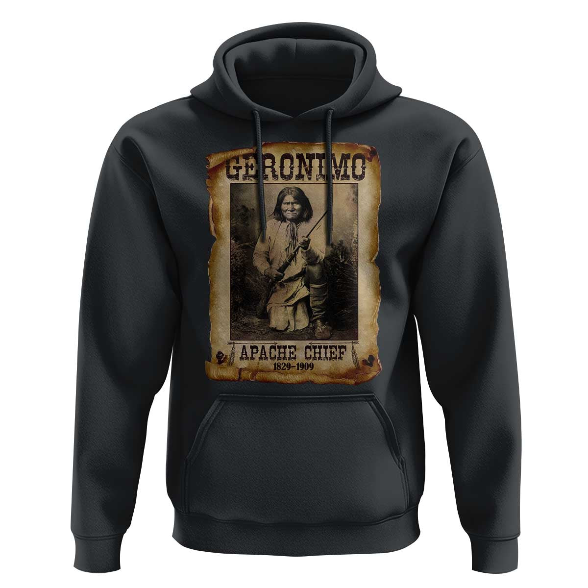Geronimo Hoodie Vintage Apache Warrior Native American - Wonder Print Shop