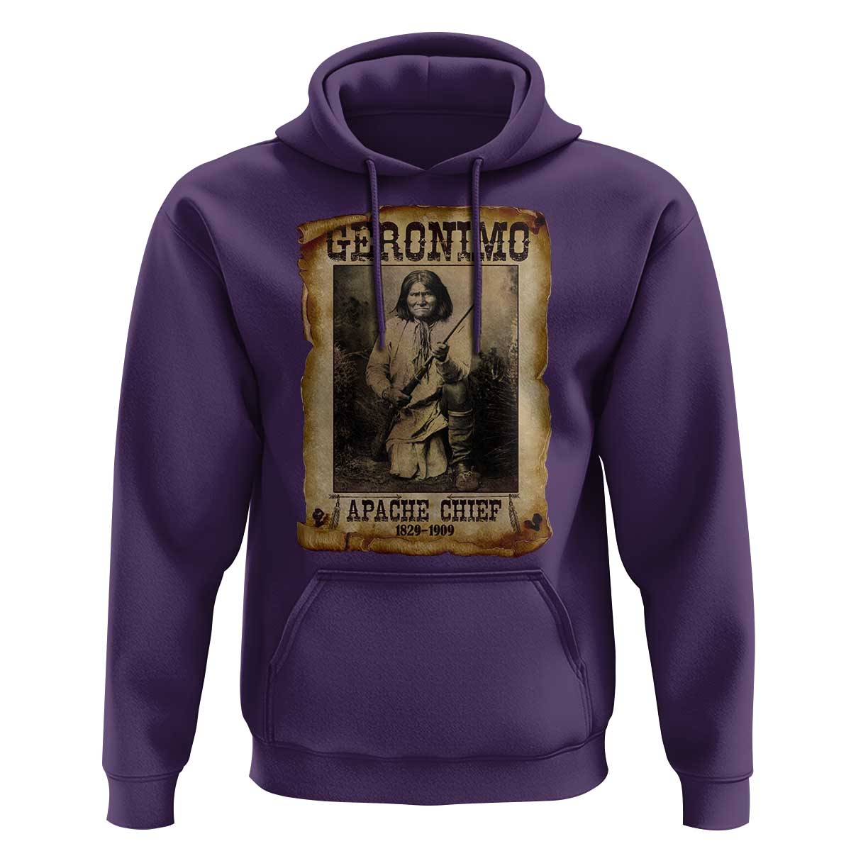 Geronimo Hoodie Vintage Apache Warrior Native American - Wonder Print Shop