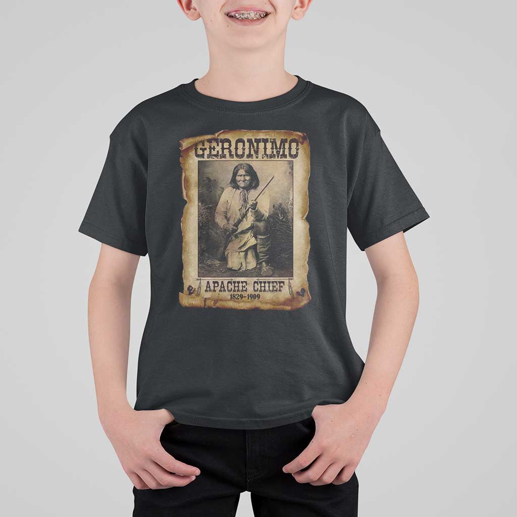 Geronimo T Shirt For Kid Vintage Apache Warrior Native American - Wonder Print Shop