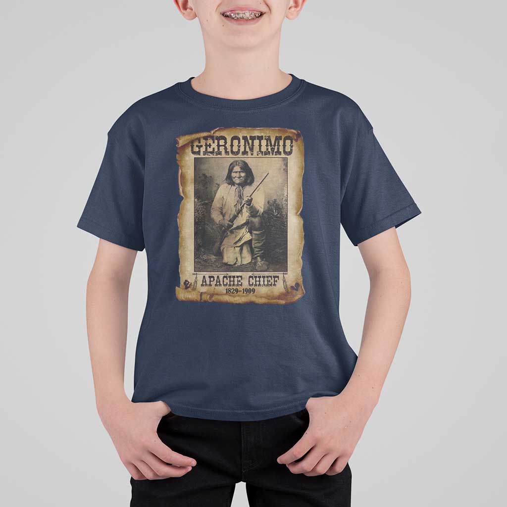 Geronimo T Shirt For Kid Vintage Apache Warrior Native American - Wonder Print Shop