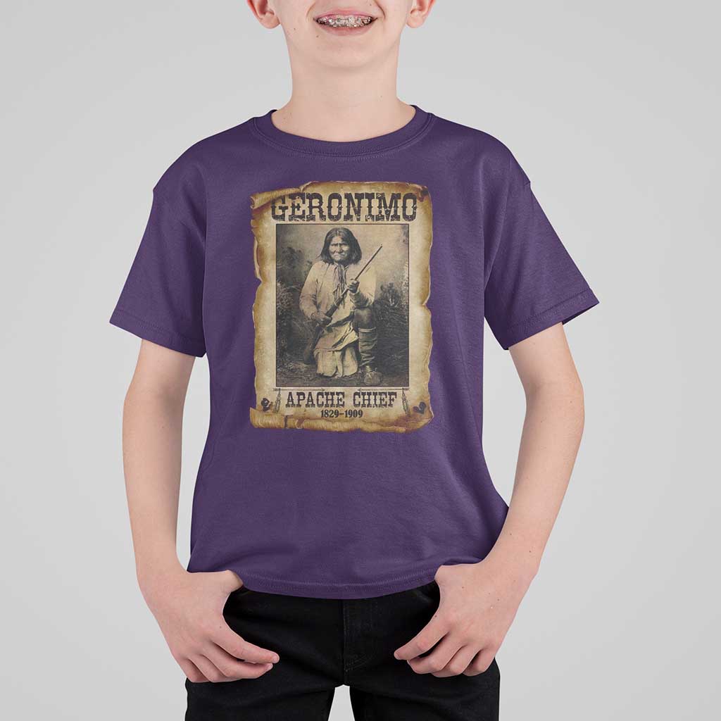 Geronimo T Shirt For Kid Vintage Apache Warrior Native American - Wonder Print Shop
