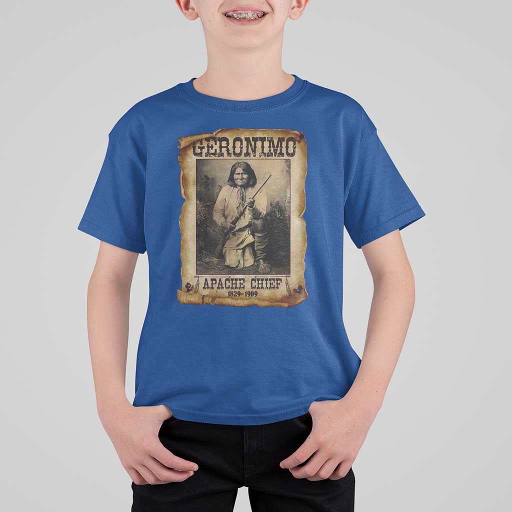 Geronimo T Shirt For Kid Vintage Apache Warrior Native American - Wonder Print Shop